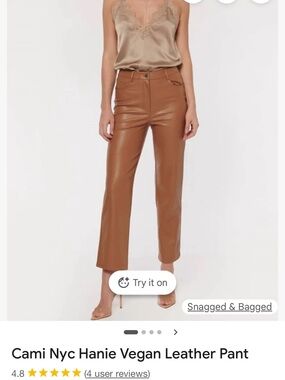 Cami NYC Brown Faux Leather Straight-Leg Pants